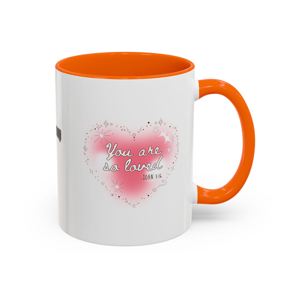 Christian Coffee Mug — 'You Are So Loved' Heart Design (Cross Accent)