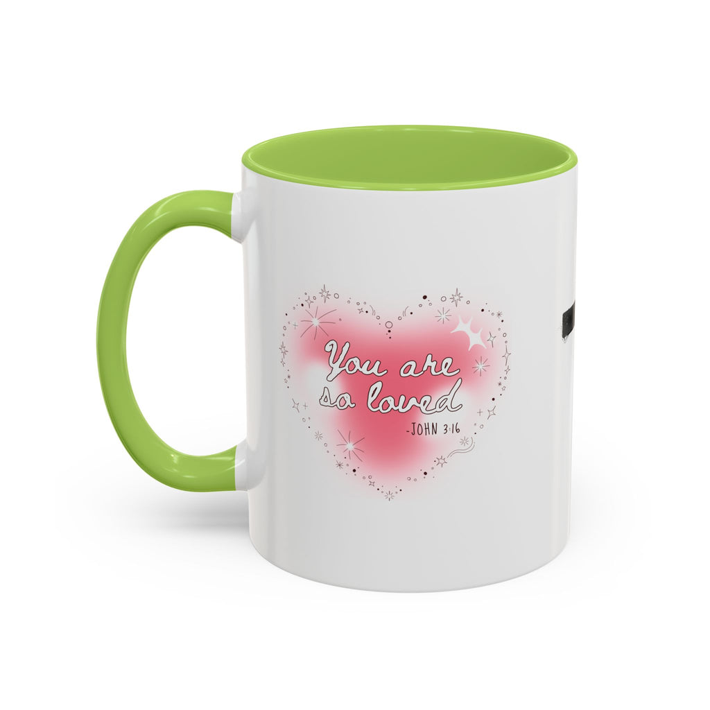 Christian Coffee Mug — 'You Are So Loved' Heart Design (Cross Accent)