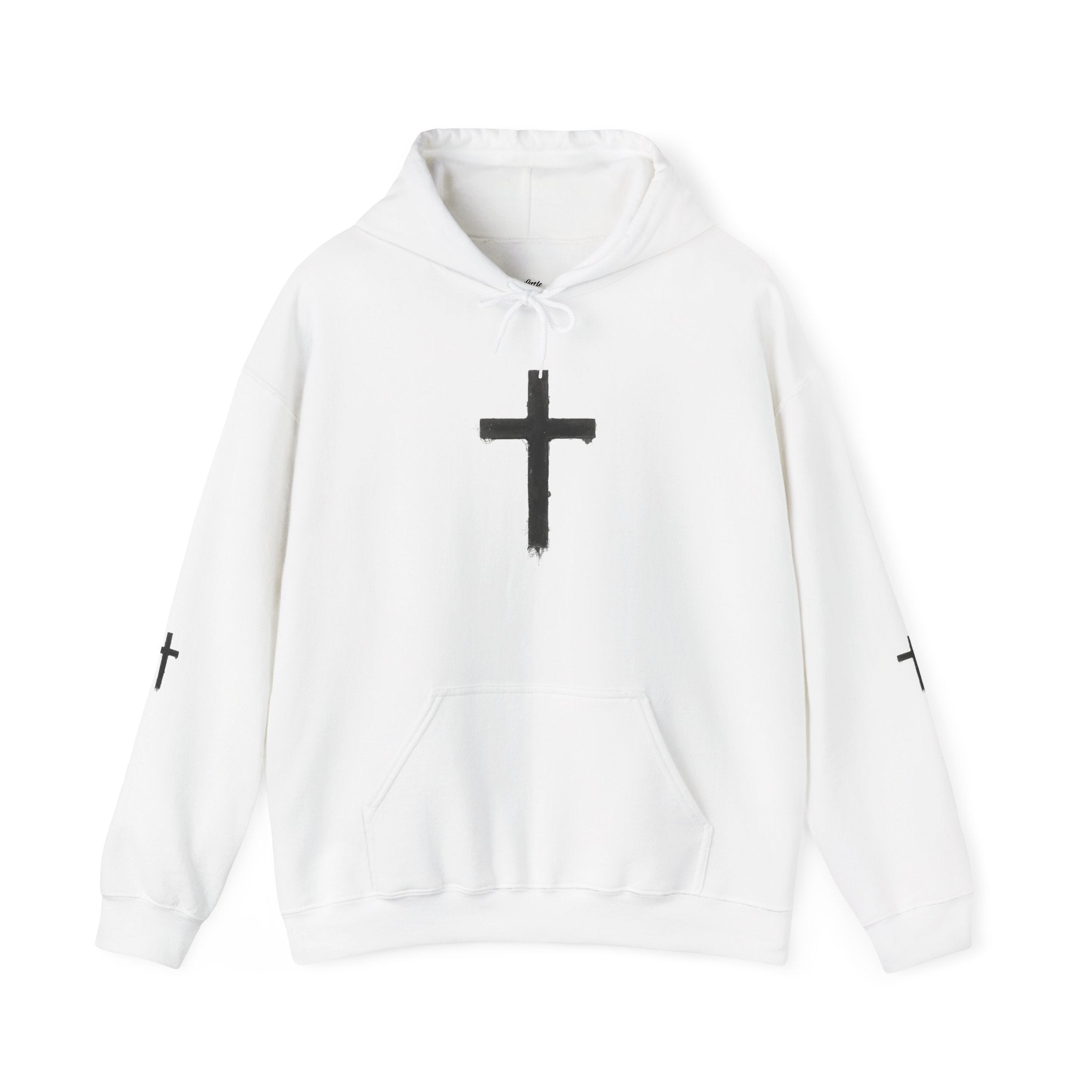 Cross of Hope Hoodie — Minimal Christian Cross Pullover with "Cross of Hope" Back Text