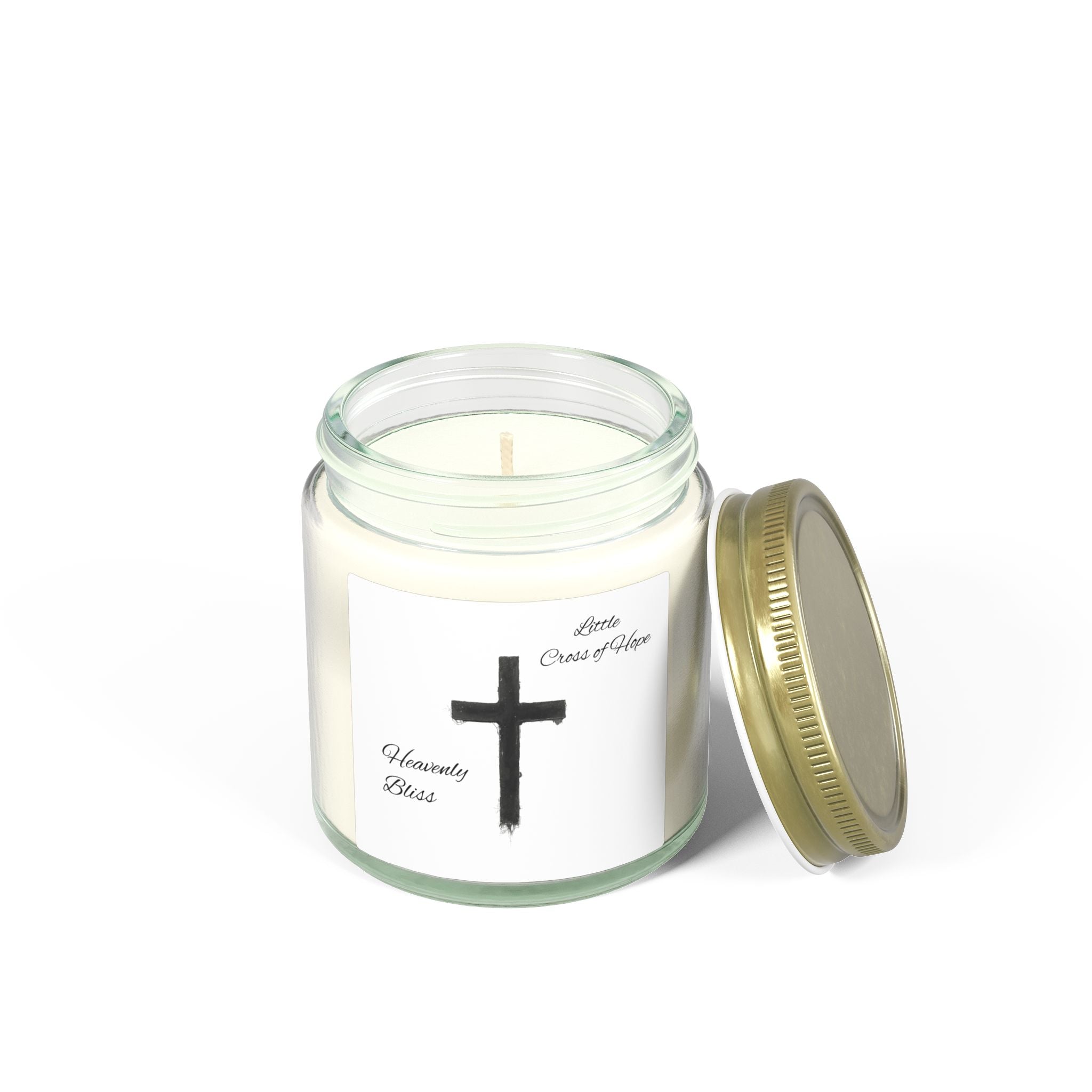 Heavenly Bliss Coconut Apricot Scented Candle (4oz/9oz) - Cross of Hope Jar
