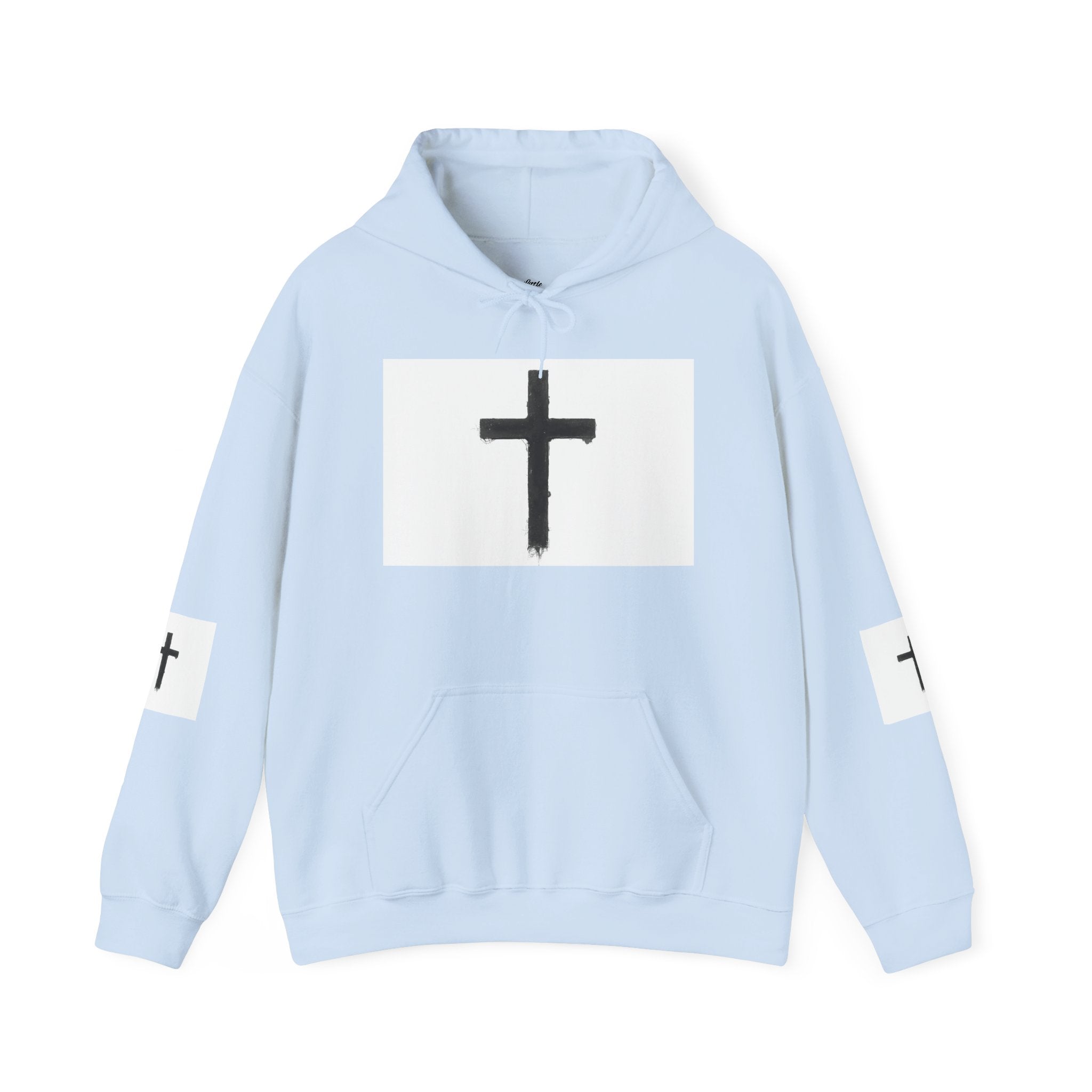 Cross of Hope Hoodie — Minimal Christian Cross Pullover with "Cross of Hope" Back Text