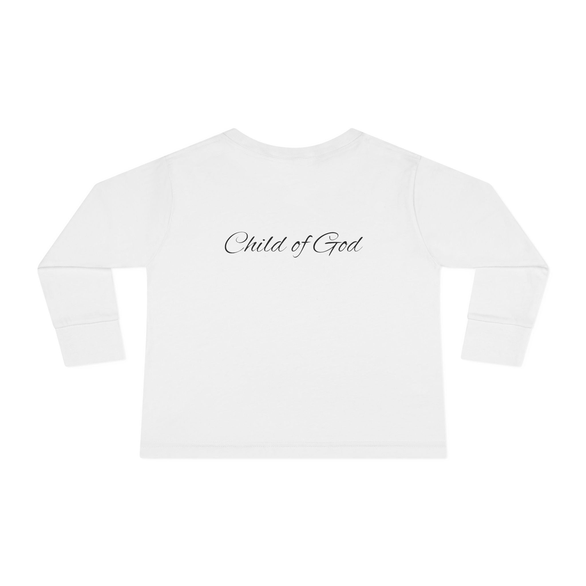 Toddler Long Sleeve Tee — Minimal Cross "Child of God" Religious Shirt