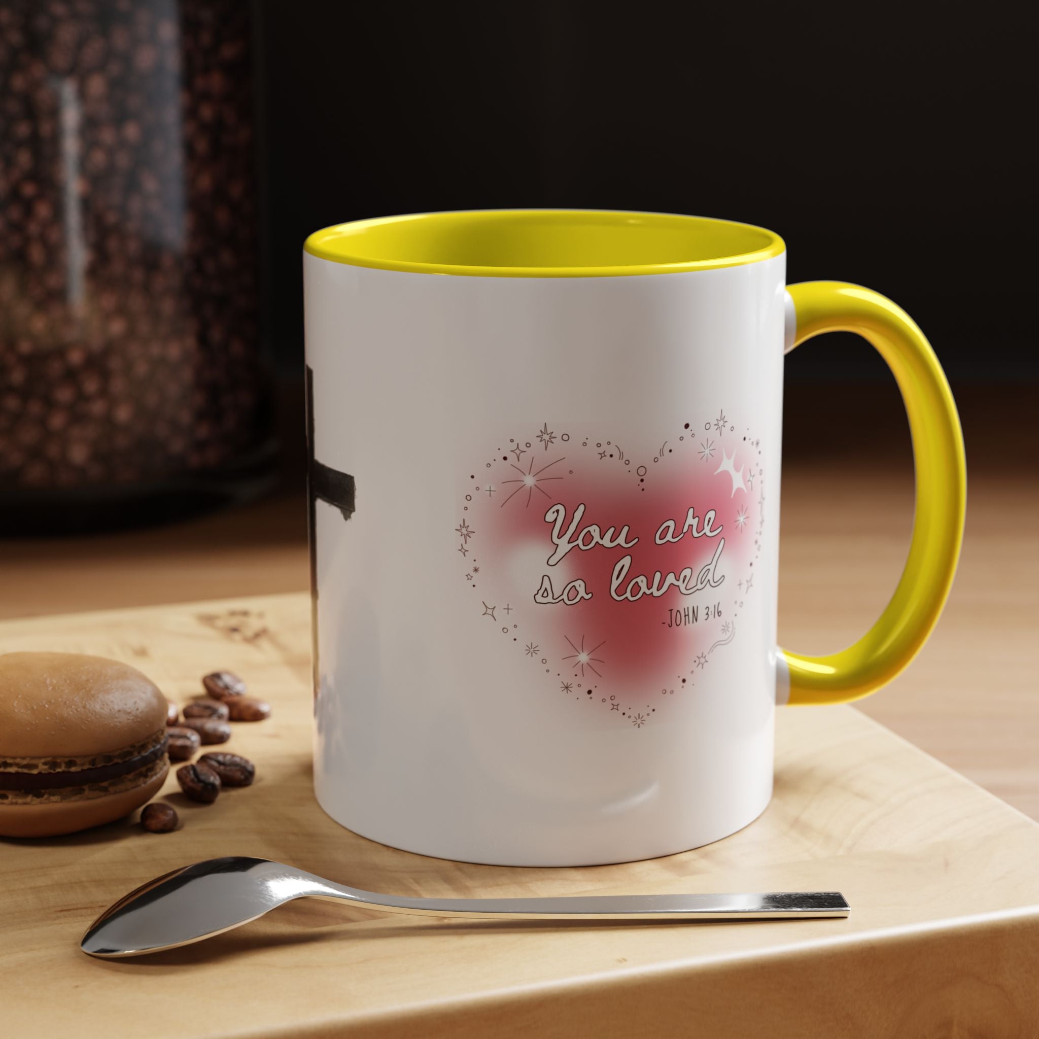 Christian Coffee Mug — 'You Are So Loved' Heart Design (Cross Accent)