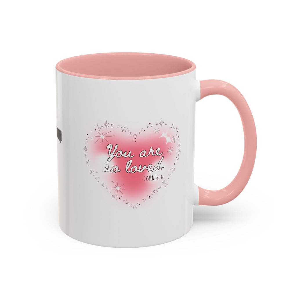Christian Coffee Mug — 'You Are So Loved' Heart Design (Cross Accent)