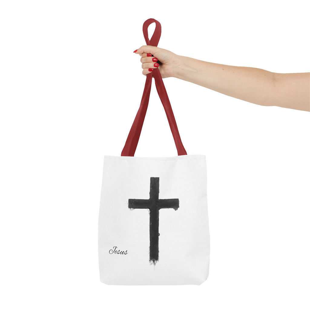 Religious Tote Bag - Black Brushstroke Cross “Little Cross of Hope”
