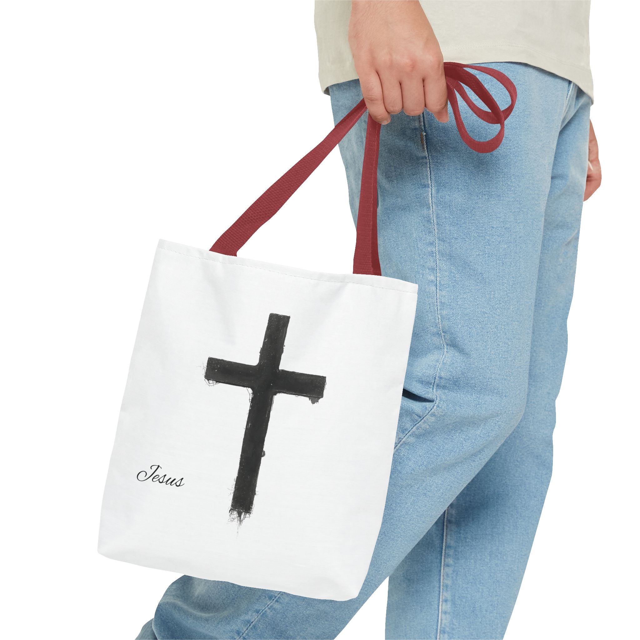 Religious Tote Bag - Black Brushstroke Cross “Little Cross of Hope”
