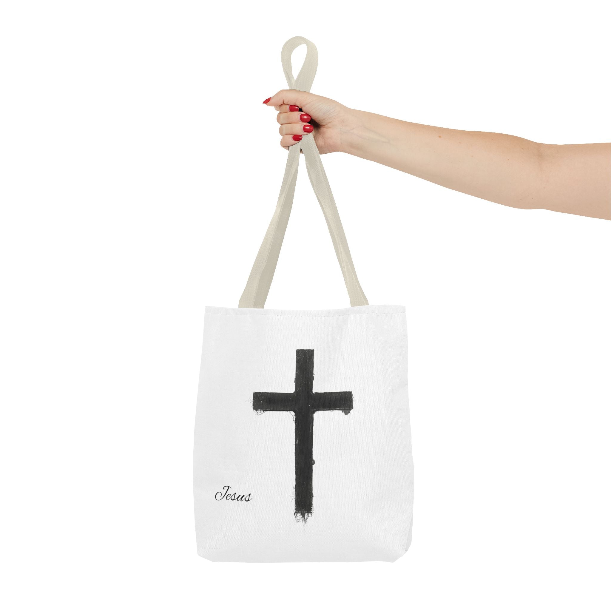 Religious Tote Bag - Black Brushstroke Cross “Little Cross of Hope”