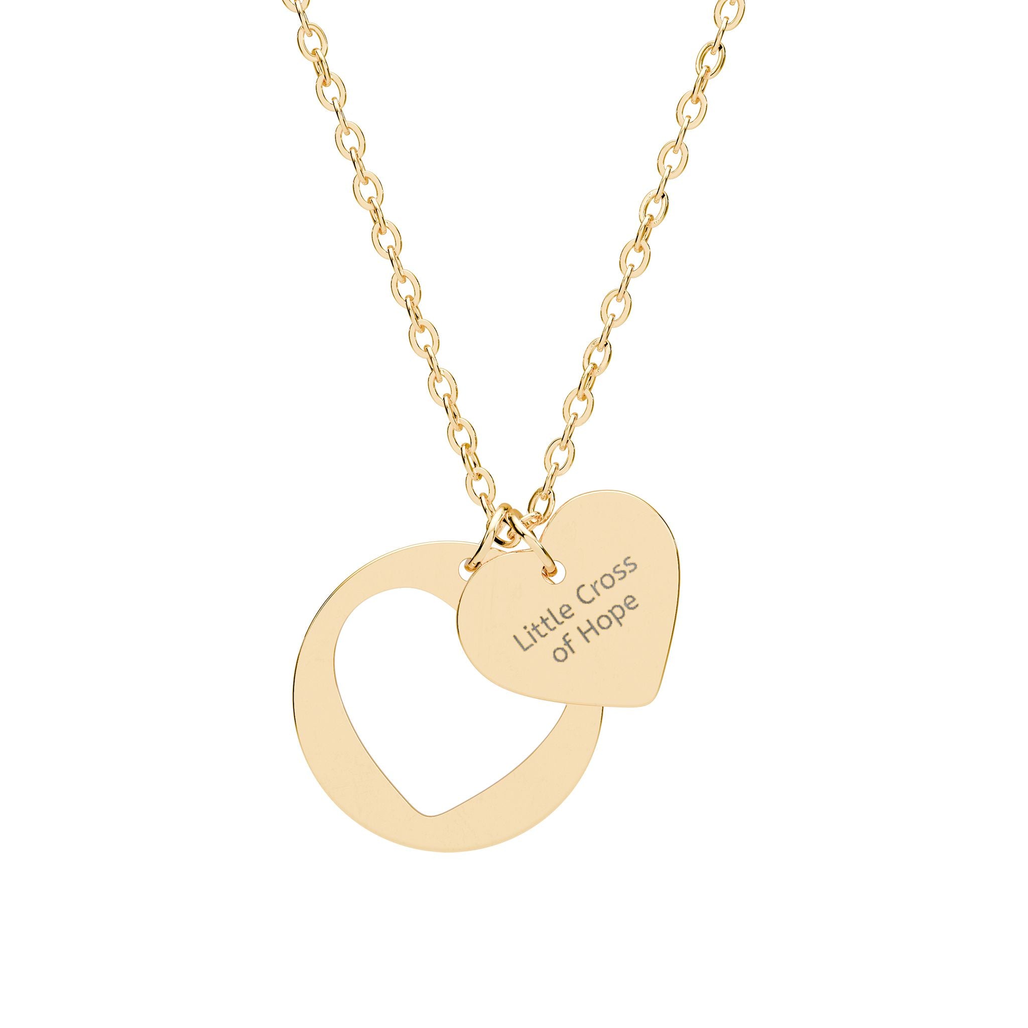Engravable Heart Cutout Necklace — Personalized Circle & Heart Pendant (Sterling/Rose Gold)