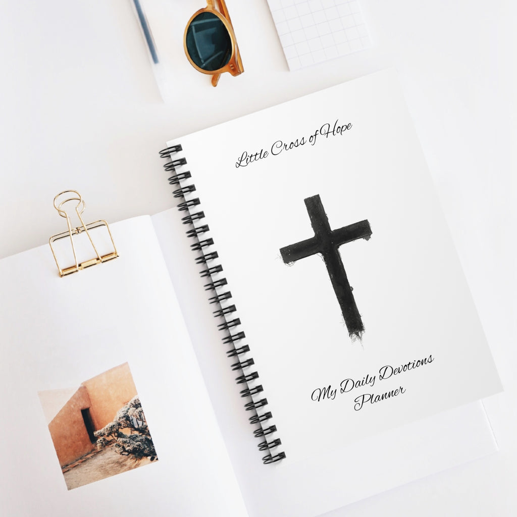 Christian Spiral Notebook — "Little Cross of Hope" Daily Devotions Planner (Ruled)