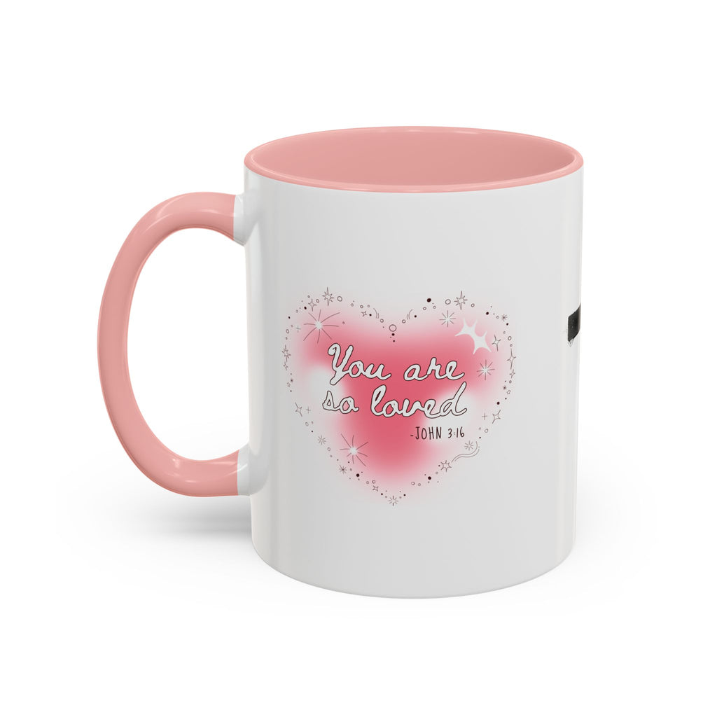 Christian Coffee Mug — 'You Are So Loved' Heart Design (Cross Accent)