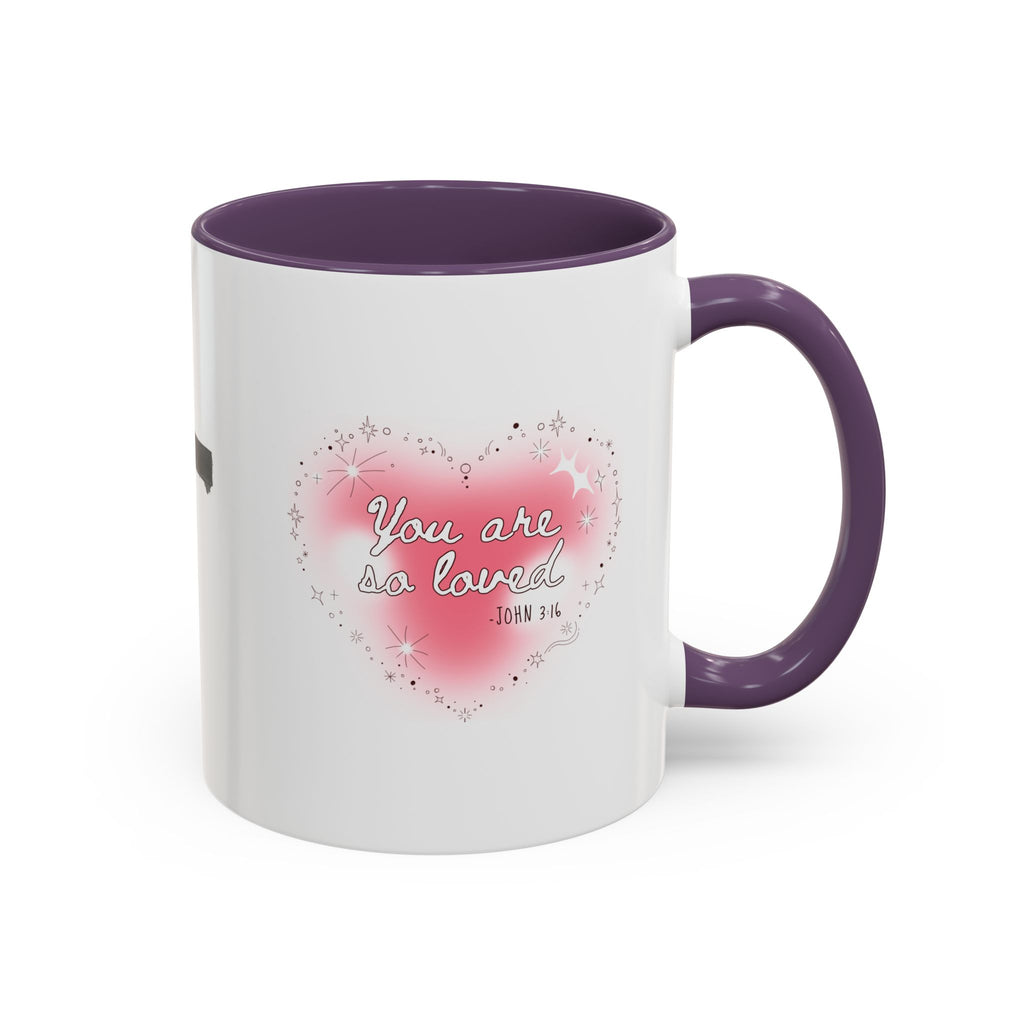 Christian Coffee Mug — 'You Are So Loved' Heart Design (Cross Accent)