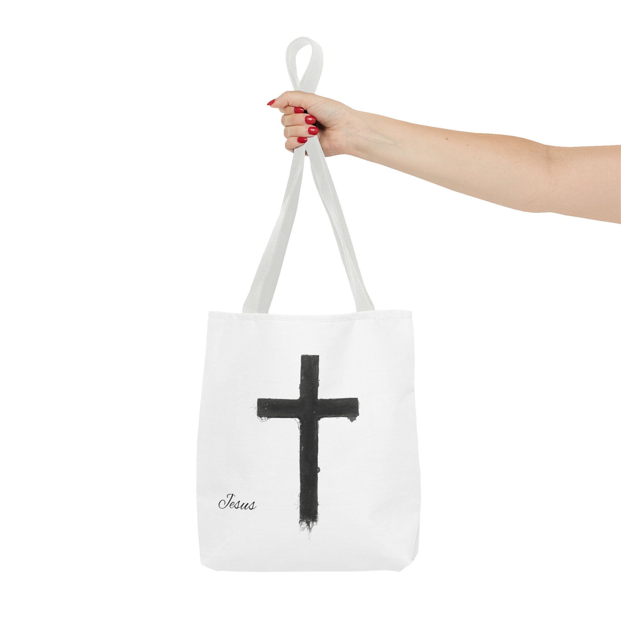 Religious Tote Bag - Black Brushstroke Cross “Little Cross of Hope”