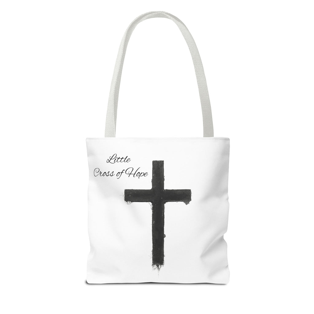 Religious Tote Bag - Black Brushstroke Cross “Little Cross of Hope”