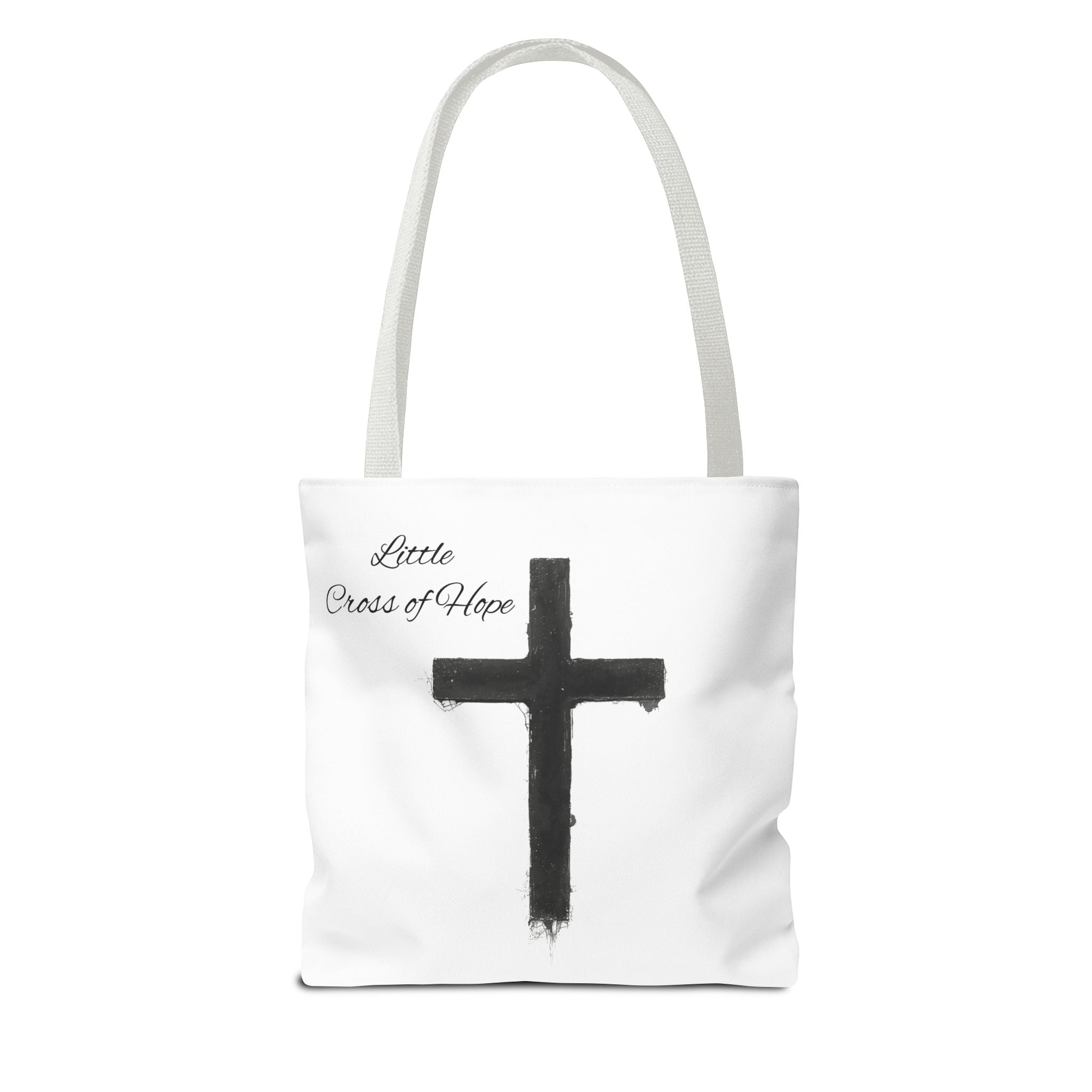 Religious Tote Bag - Black Brushstroke Cross “Little Cross of Hope”