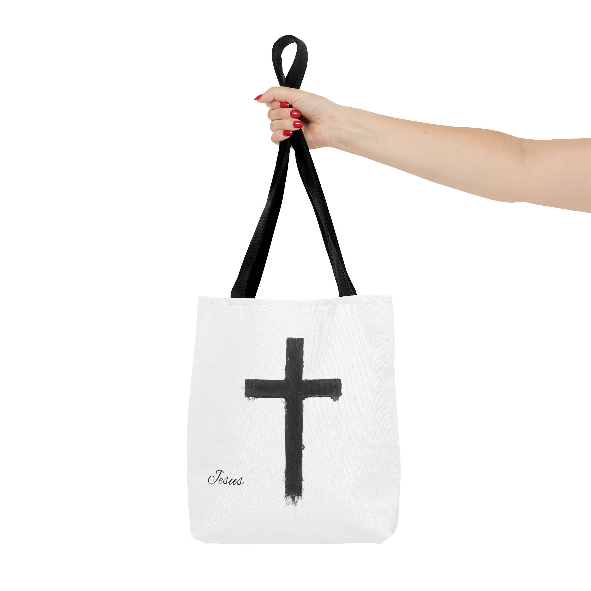 Religious Tote Bag - Black Brushstroke Cross “Little Cross of Hope”