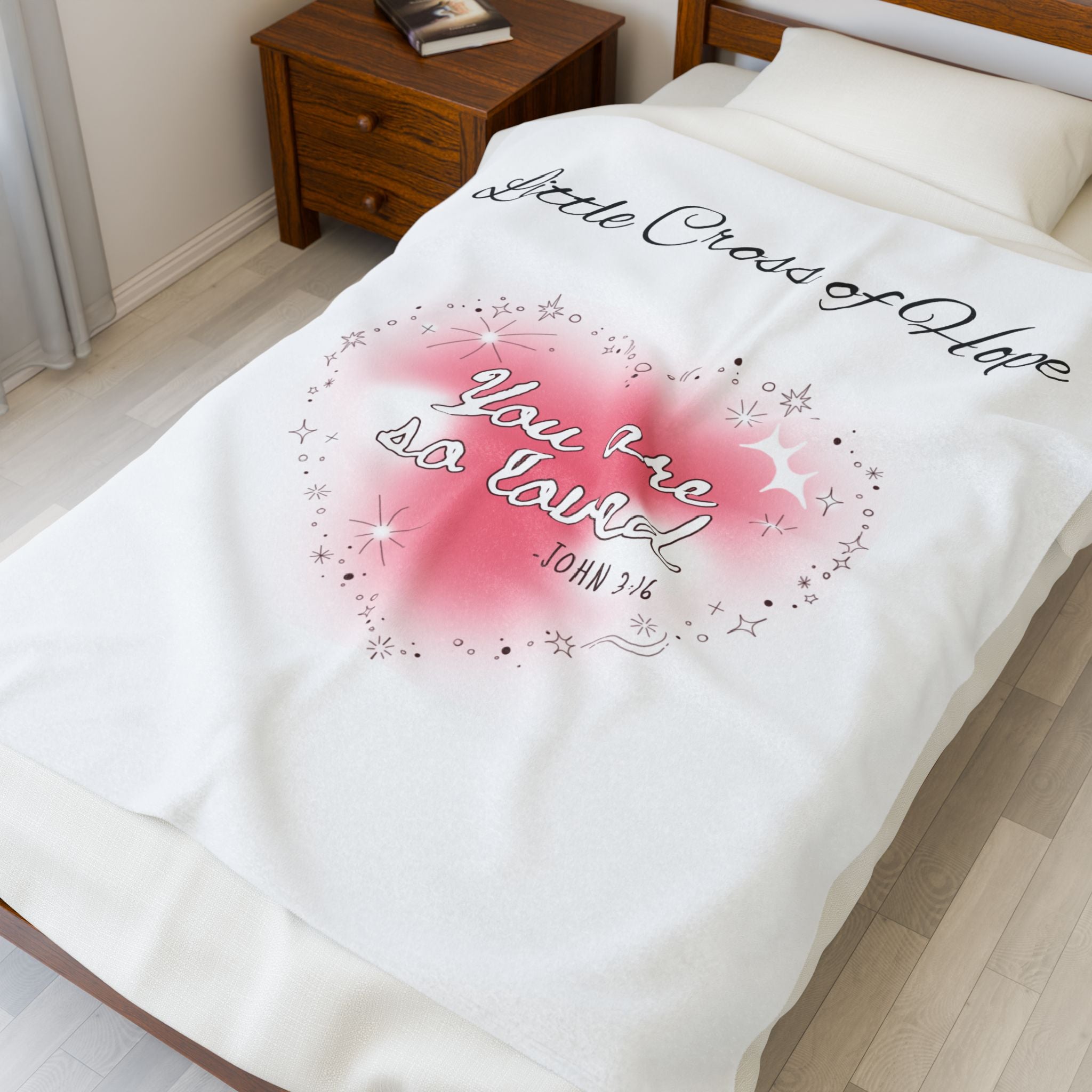 You Are So Loved Velveteen Plush Blanket – Inspirational Heart Design (John 3:16)