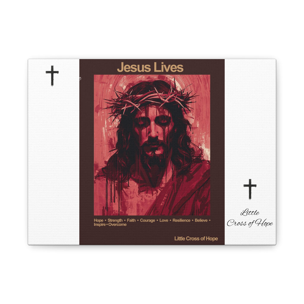 Jesus Lives Matte Canvas Print — Crown of Thorns Religious Wall Art