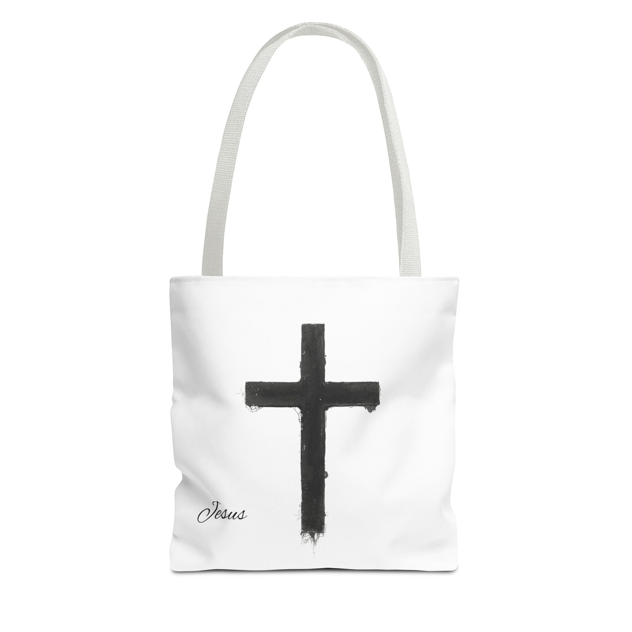 Religious Tote Bag - Black Brushstroke Cross “Little Cross of Hope”