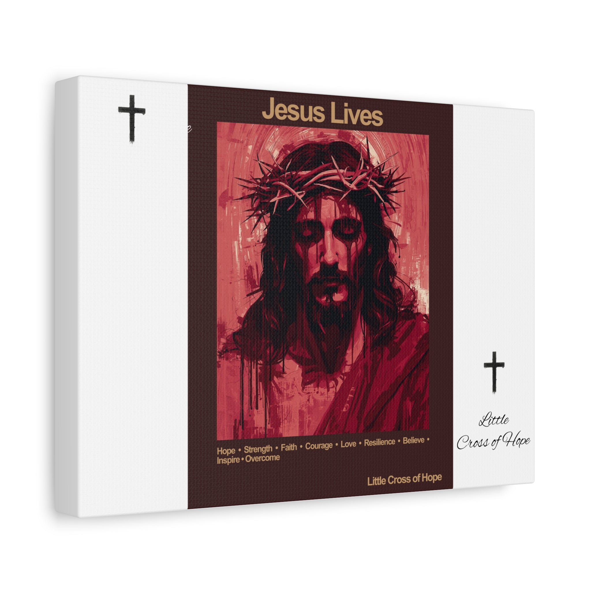 Jesus Lives Matte Canvas Print — Crown of Thorns Religious Wall Art