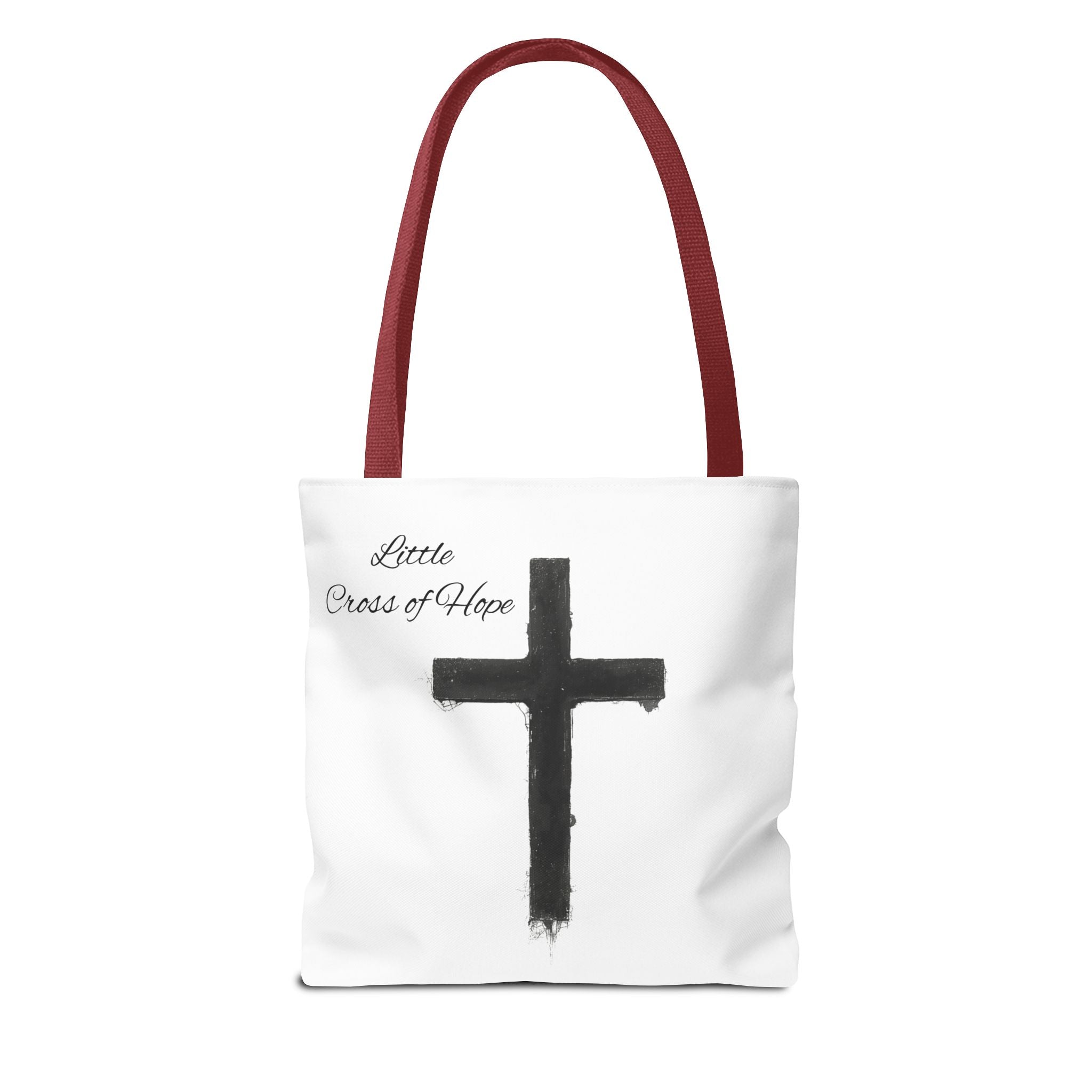 Religious Tote Bag - Black Brushstroke Cross “Little Cross of Hope”