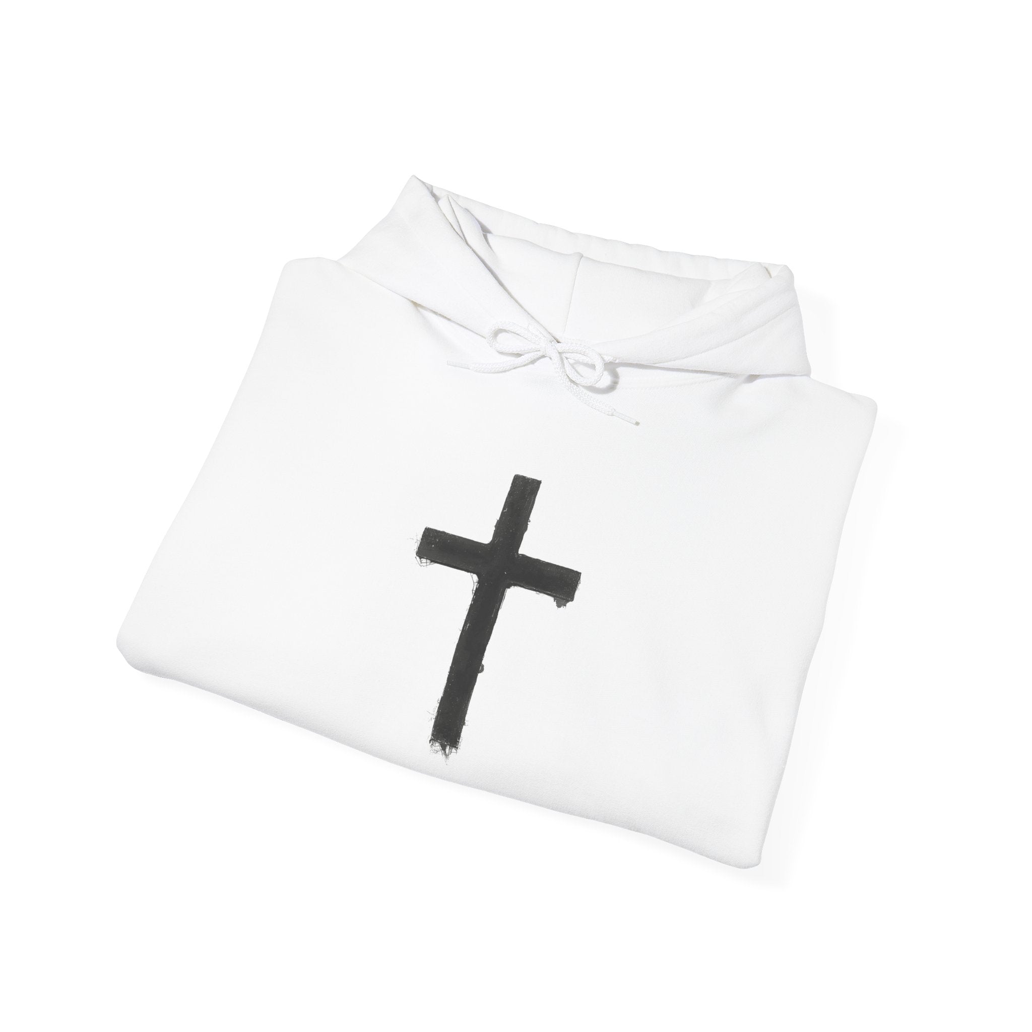 Cross of Hope Hoodie — Minimal Christian Cross Pullover with "Cross of Hope" Back Text