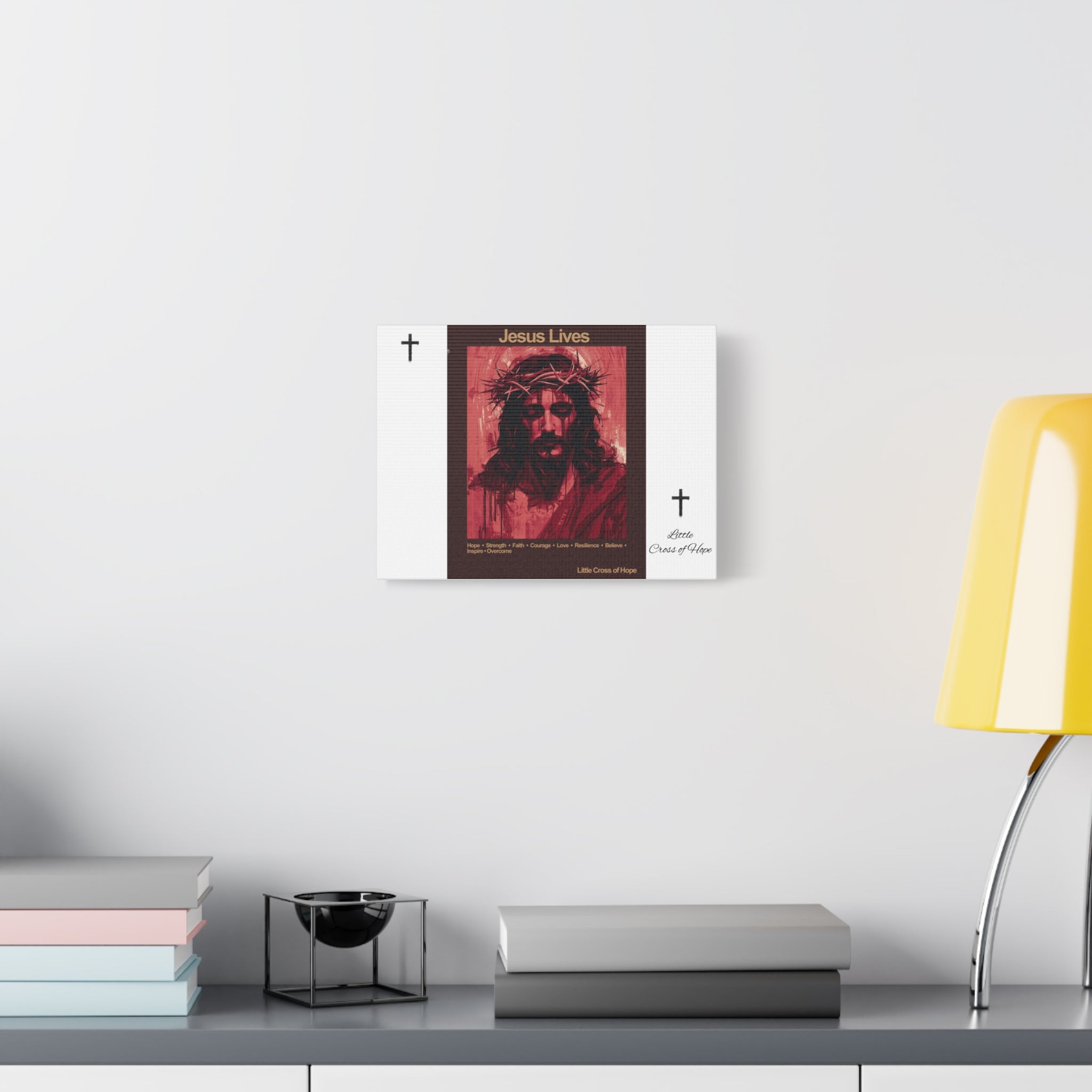 Jesus Lives Matte Canvas Print — Crown of Thorns Religious Wall Art