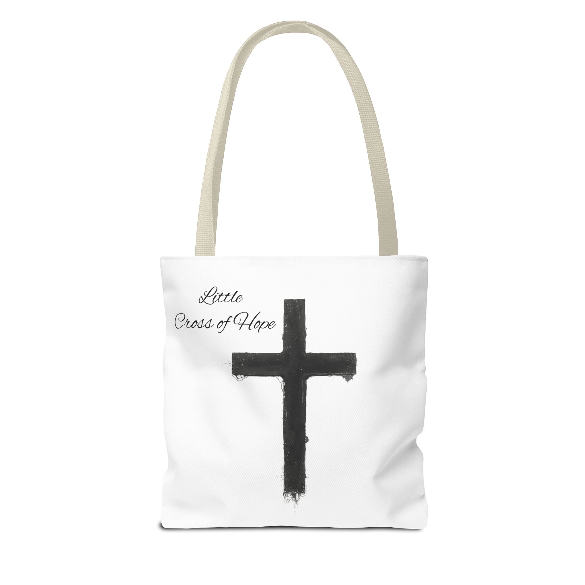 Religious Tote Bag - Black Brushstroke Cross “Little Cross of Hope”