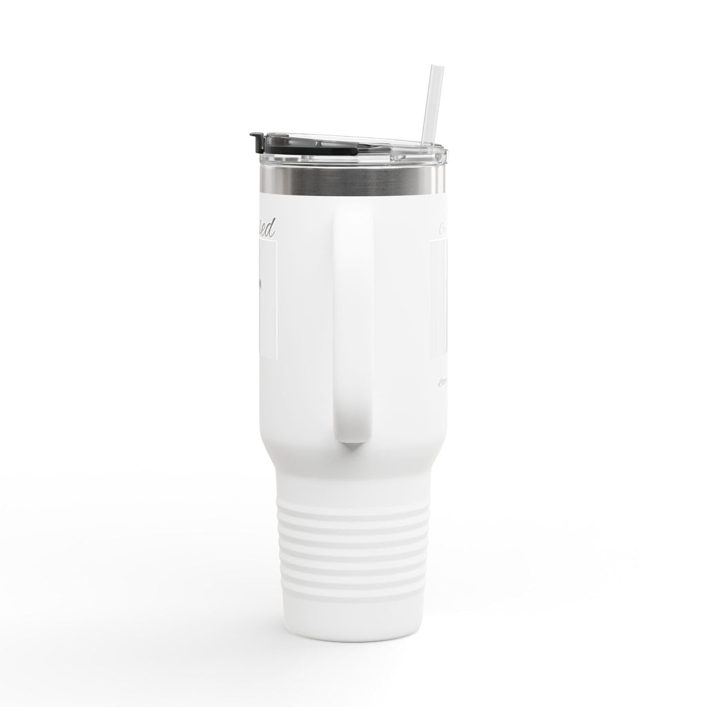 40oz Insulated Travel Mug — "I Am Saved" Cross Design