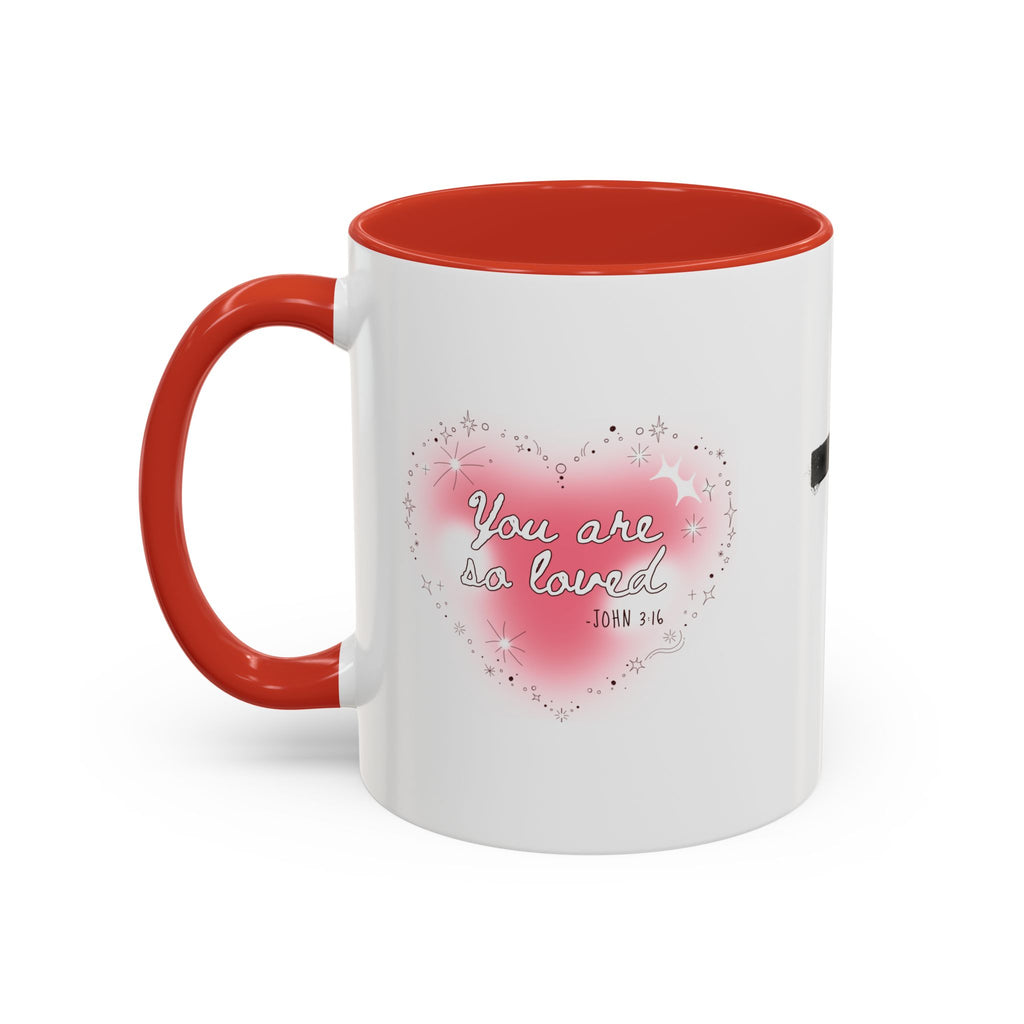Christian Coffee Mug — 'You Are So Loved' Heart Design (Cross Accent)