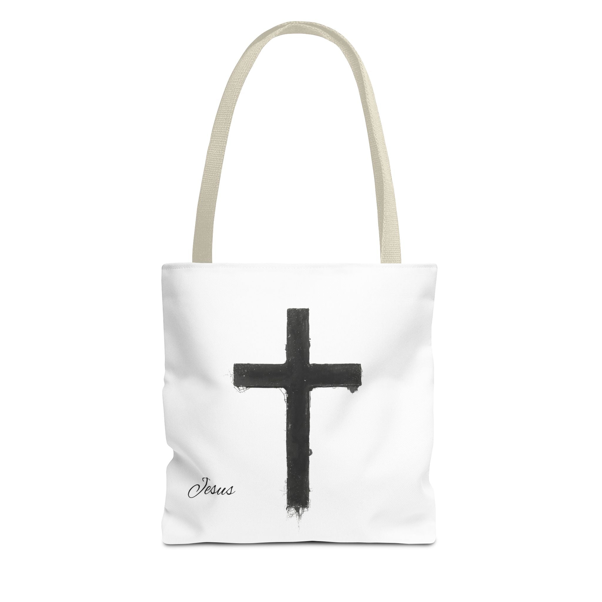 Religious Tote Bag - Black Brushstroke Cross “Little Cross of Hope”