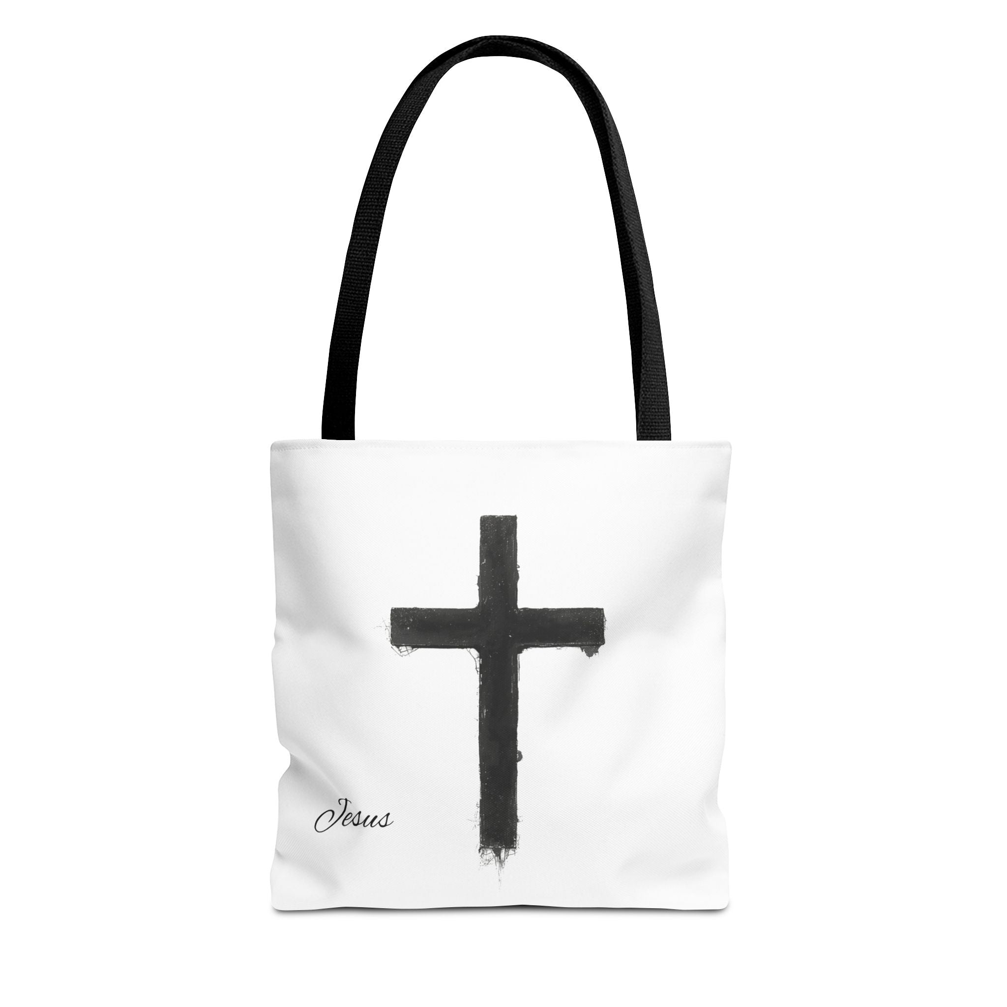 Religious Tote Bag - Black Brushstroke Cross “Little Cross of Hope”