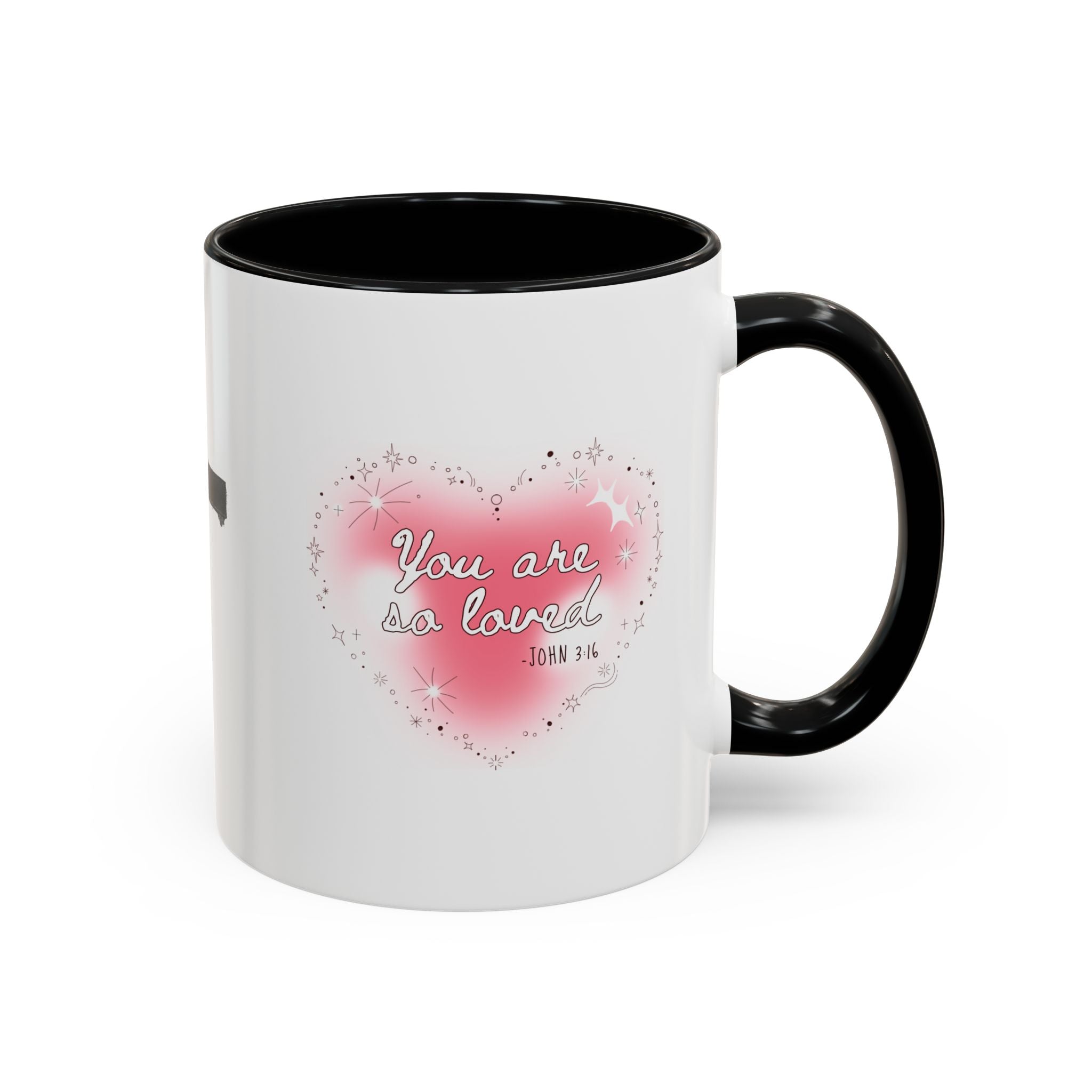 Christian Coffee Mug — 'You Are So Loved' Heart Design (Cross Accent)