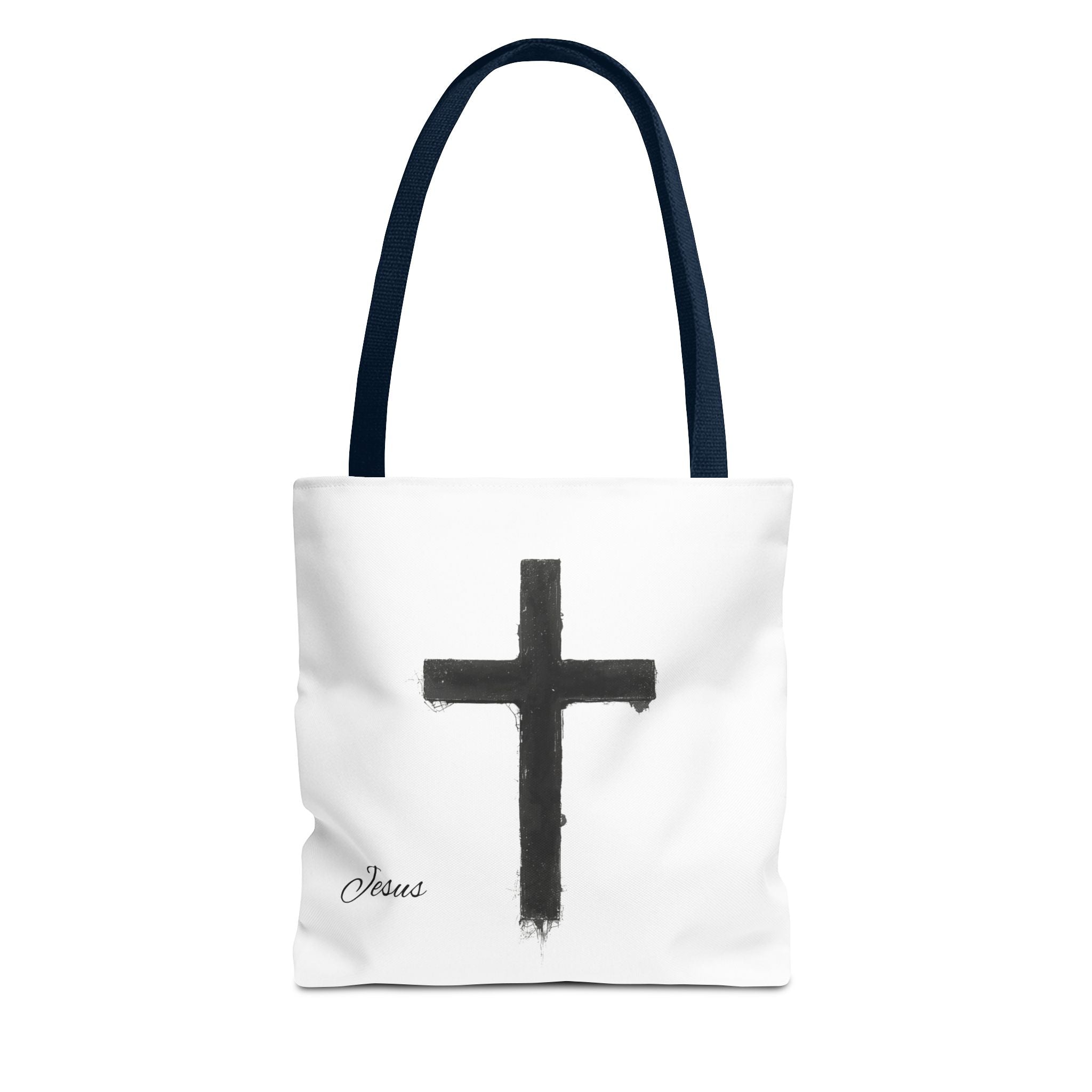 Religious Tote Bag - Black Brushstroke Cross “Little Cross of Hope”