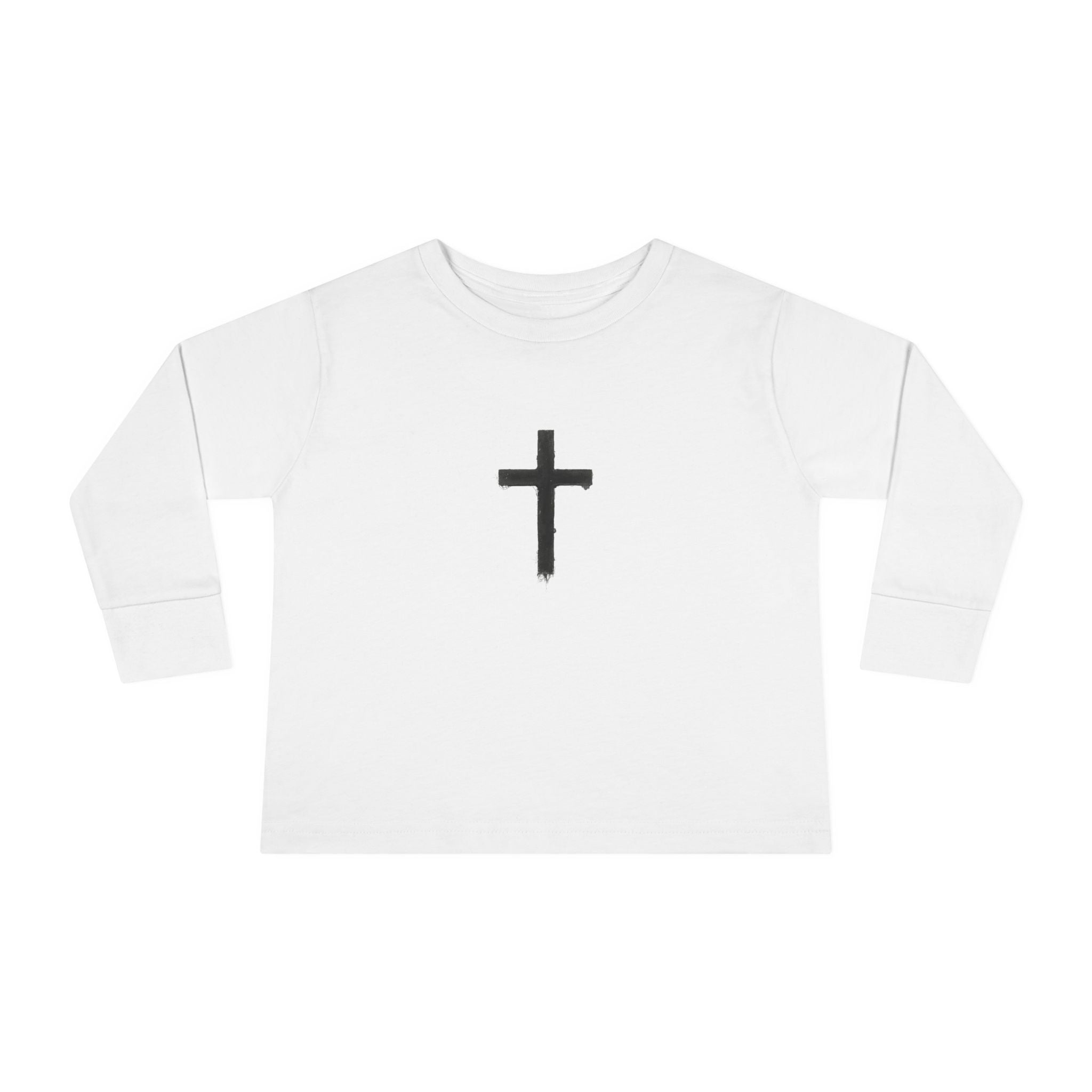 Toddler Long Sleeve Tee — Minimal Cross "Child of God" Religious Shirt