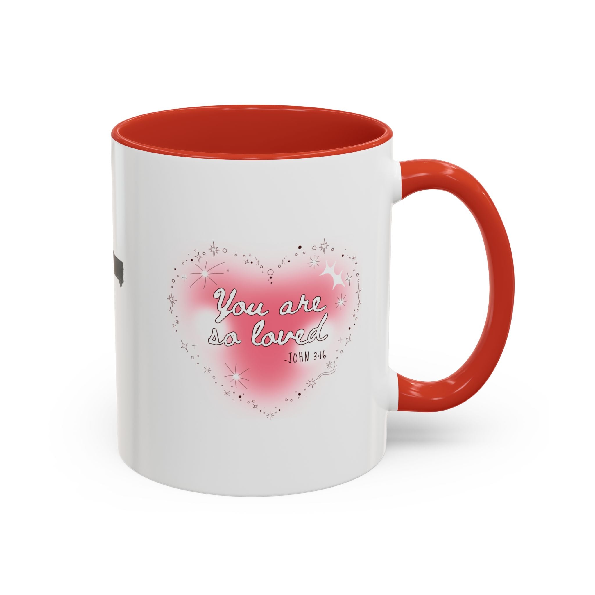 Christian Coffee Mug — 'You Are So Loved' Heart Design (Cross Accent)