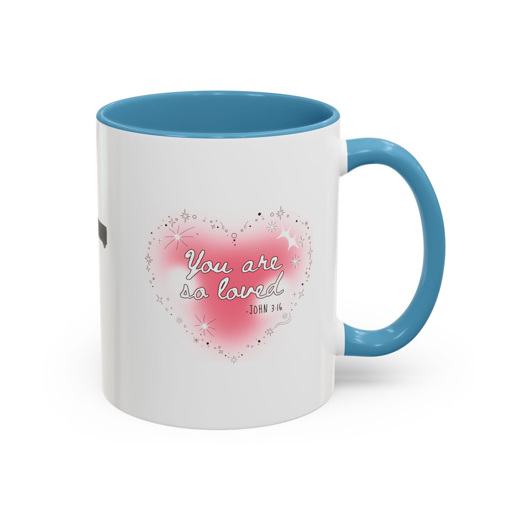 Christian Coffee Mug — 'You Are So Loved' Heart Design (Cross Accent)