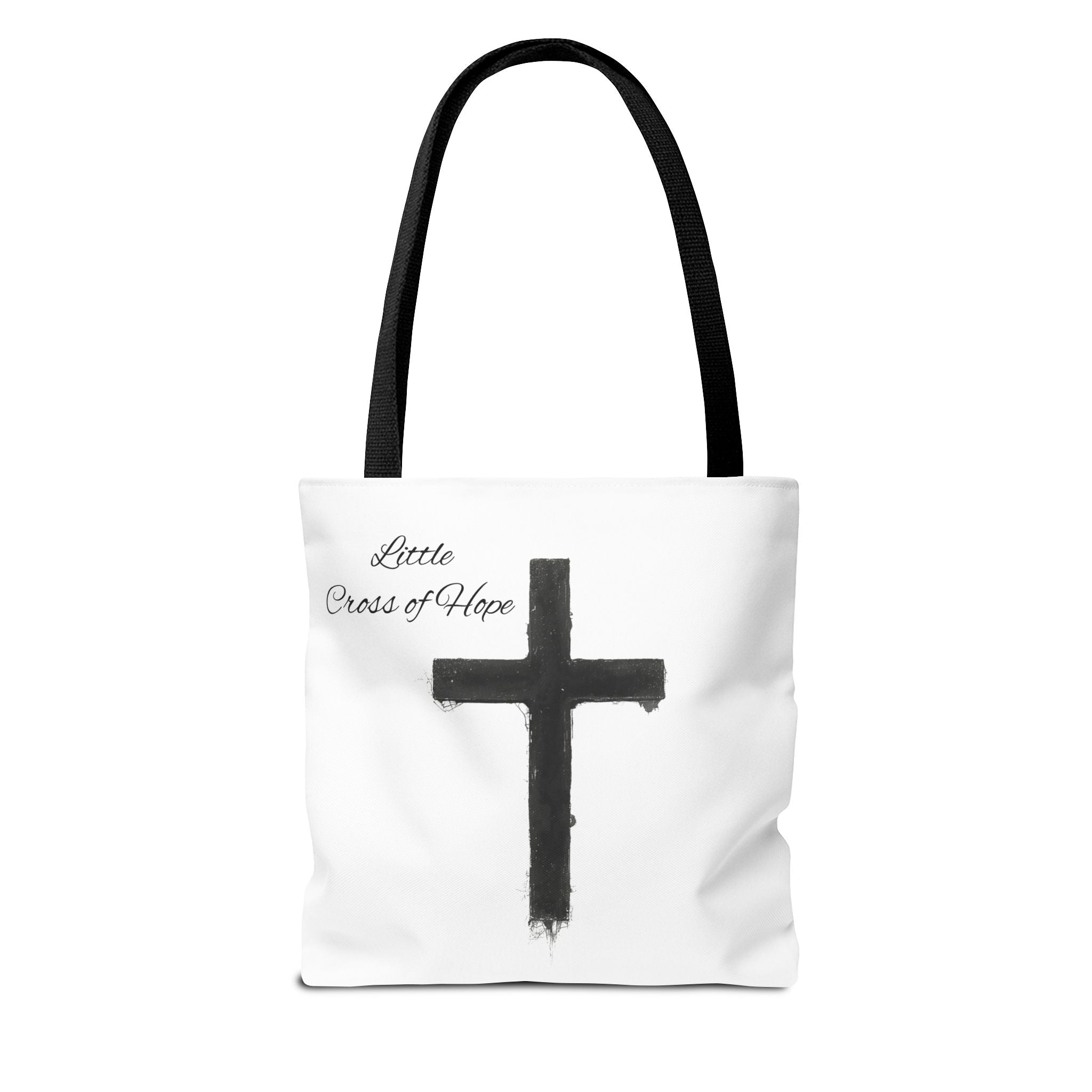 Religious Tote Bag - Black Brushstroke Cross “Little Cross of Hope”