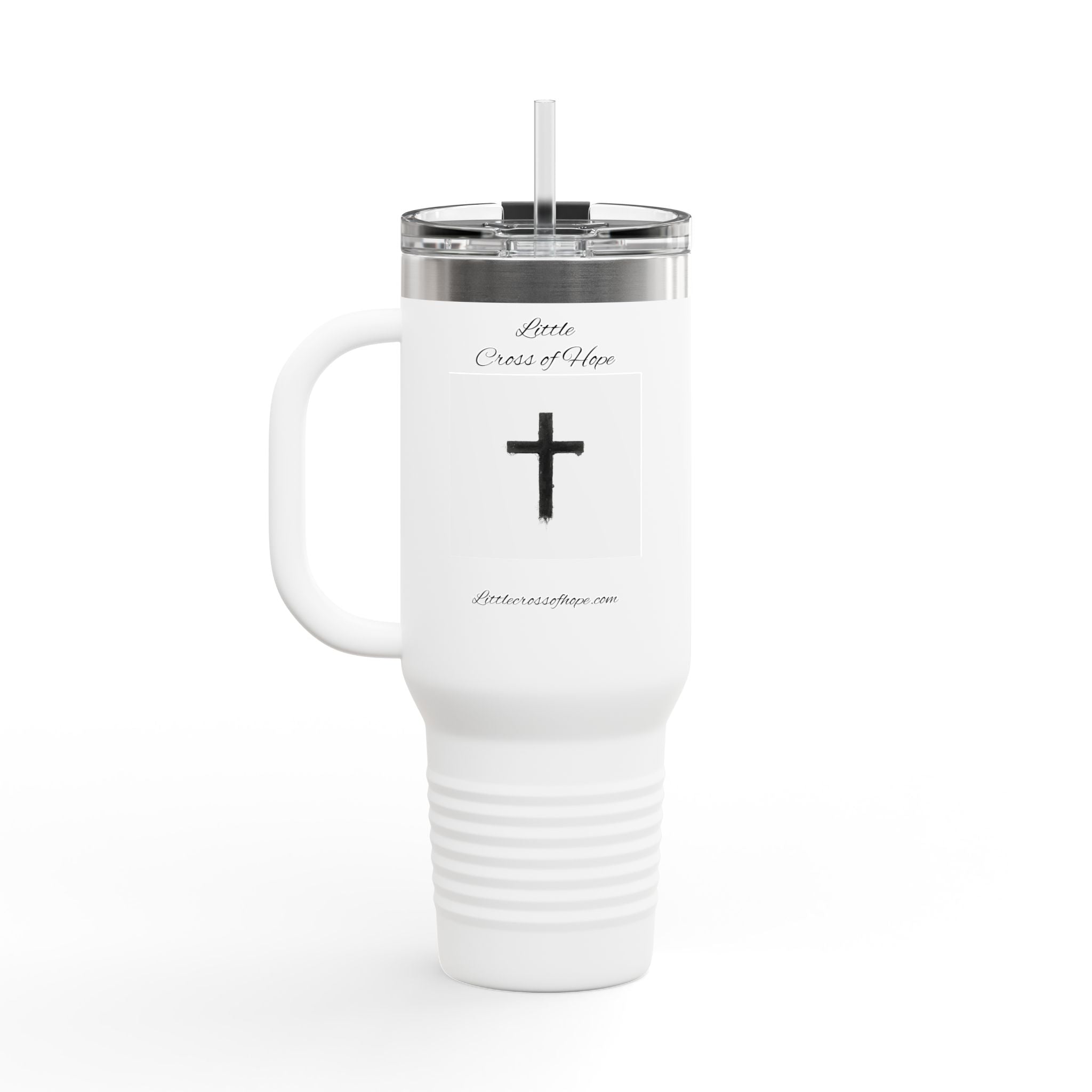 40oz Insulated Travel Mug — "I Am Saved" Cross Design